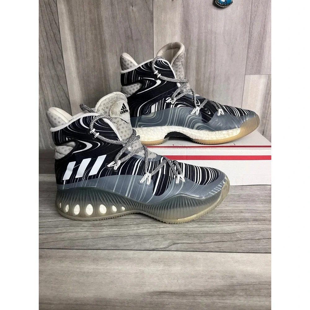 Adidas Crazy‎ Explosive Kids Size 5 Black White High Top Basketball AQ7748